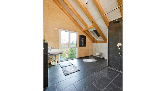 Badezimmer Haus Schwalbenflug von Rems-Murr Holzhaus
