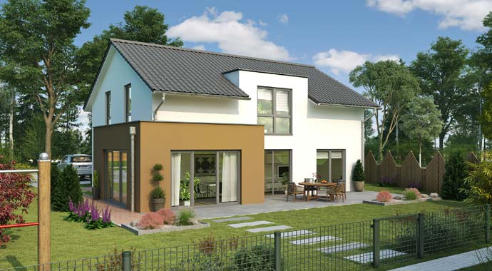 Außenansicht Einfamilienhaus Treviso von HELMA Eigenheimbau