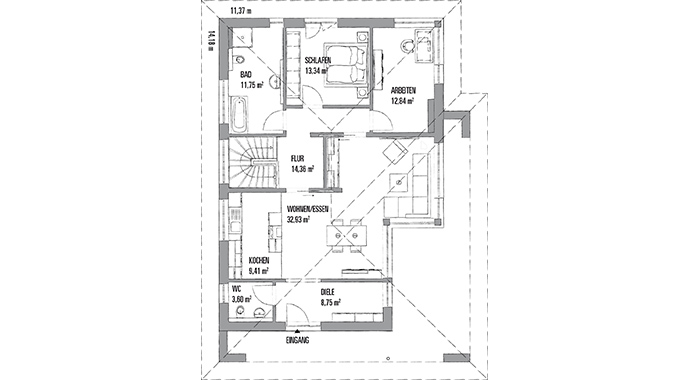 Grundriss Erdgeschoss CLARON 1.1090 von Kampa