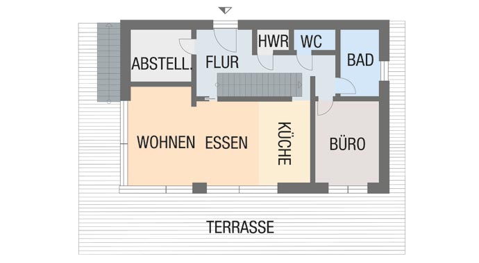 Grundriss Erdgeschoss Passivhaus Eisenstraße von Loxone