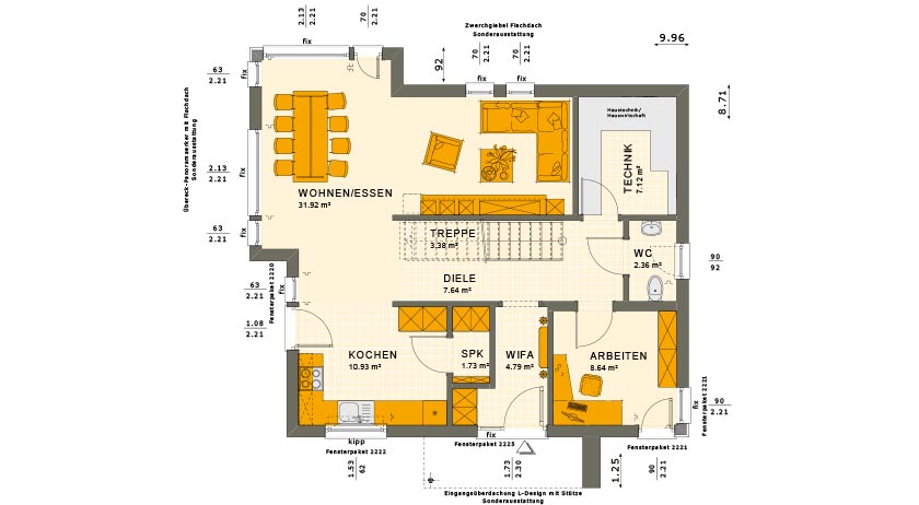 Living Haus Aktionshaus Sunshine 144 V4 Grundriss Erdgeschoss