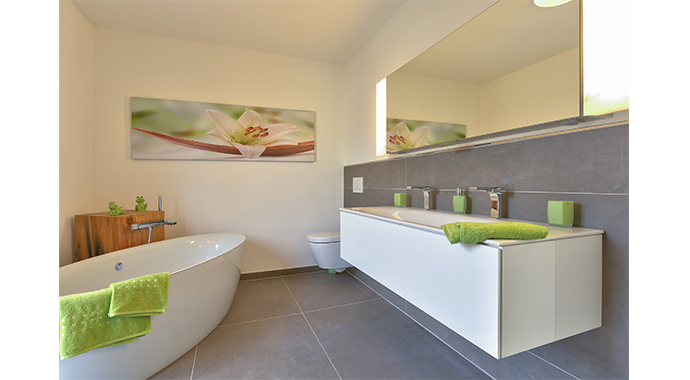 Büdenbender Hausbau Musterhaus Pascino Badezimmer