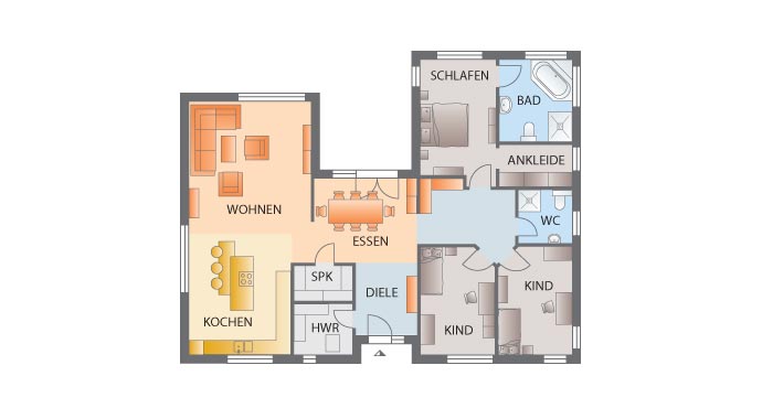 ScanHaus Marlow Winkelbungalow SH 169 WB Grundrissvariante 2
