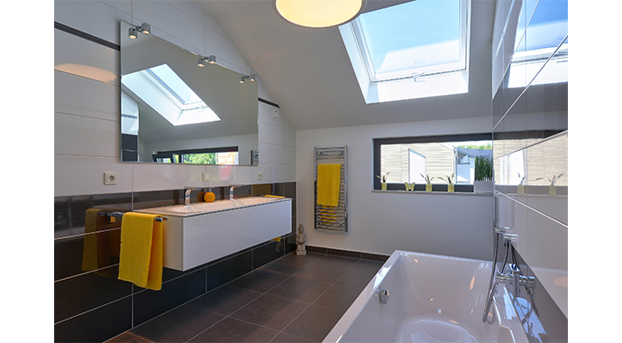 Büdenbender Hausbau Musterhaus Bretano Badezimmer