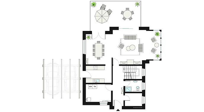 Grundriss Erdgeschoss ProStyle 158 von ProHaus