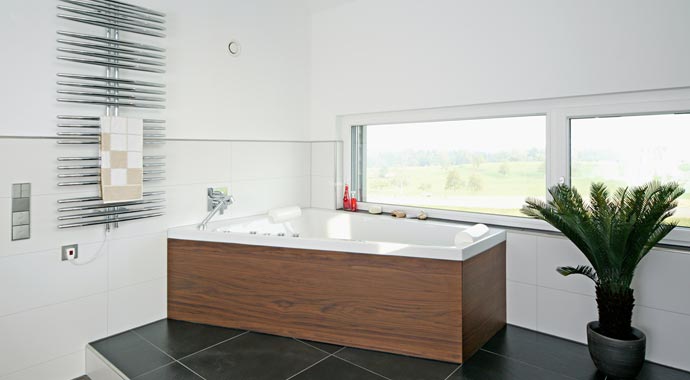 Fertighaus Weiss Musterhaus Plusenergiehaus Style Bad