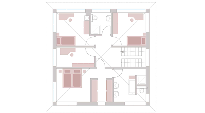 NORDHAUS Fertigbau Musterhaus Mühlheim-Kärlich Grundriss Obergeschoss