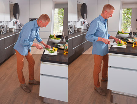 Höhenverstellbare Küchenarbeitsplatte