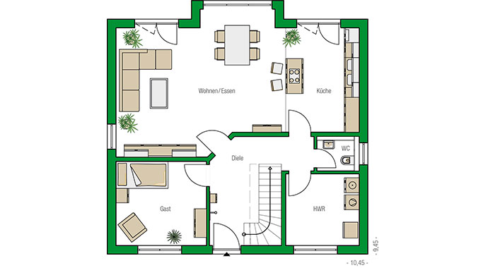 Grundriss Obergeschoss Stadtvilla Verona von HELMA Eigenheimbau