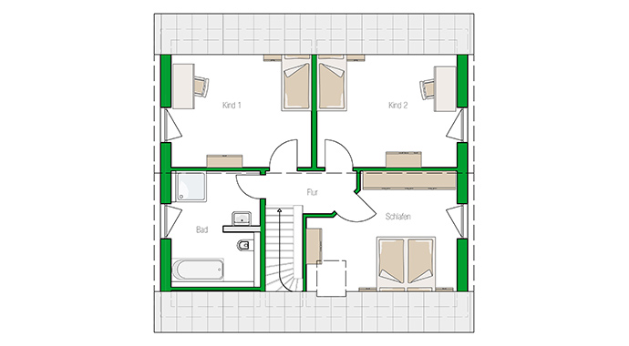 Grundriss Dachgeschoss Haus Mailand von HELMA Eigenheimbau