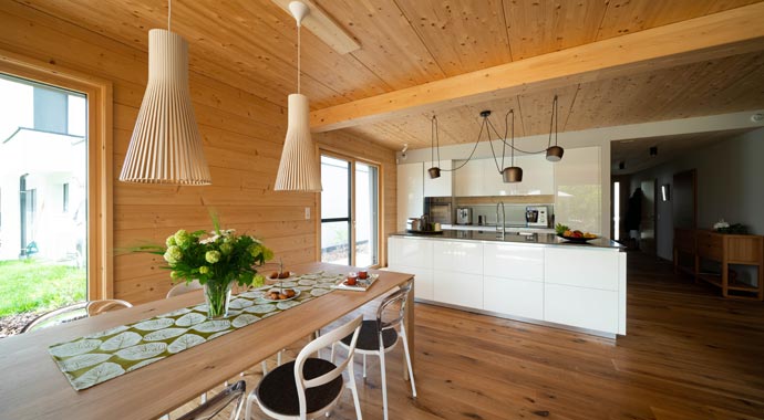 Essbereich Flachdachbungalow Design 124 von Frammelsberger