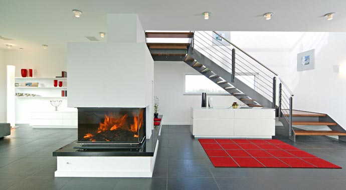 Fertighaus Weiss Musterhaus Plusenergiehaus Style Kamin