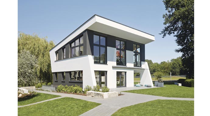 Ausstellungshaus Rheinau-Linx individuelles Architektenhaus von WeberHaus Außenansicht