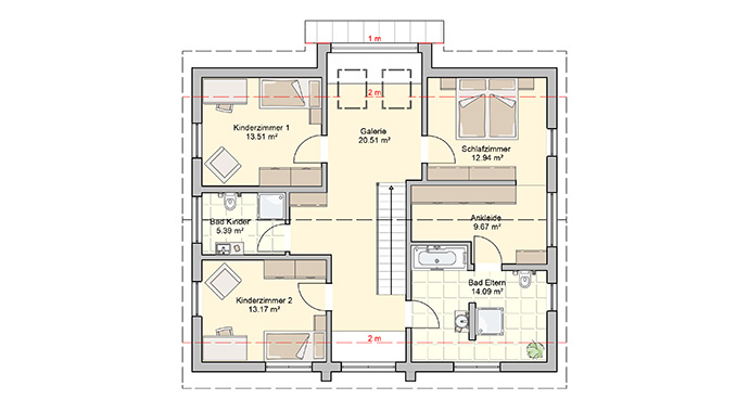 Grundriss Dachgeschoss Musterhaus Erlangen von Fingerhut Haus