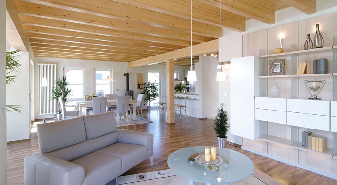 Fertighaus Weiss Musterhaus Vision Wohnzimmer