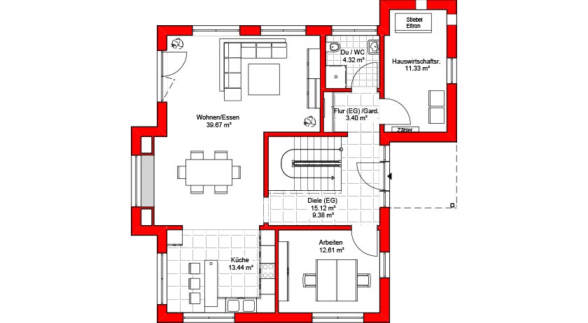 Musterhaus Günzburg Grundriss Erdgeschoss