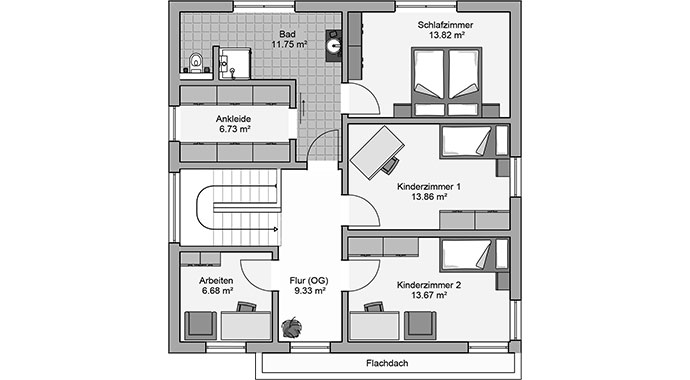 Grundriss Obergeschoss Tendo von Fingerhut Haus