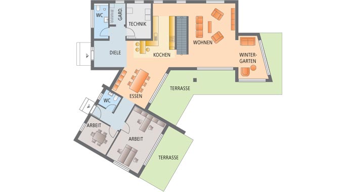 Luxhaus Musterhaus Georgsgmünd Grundriss Erdgeschoss