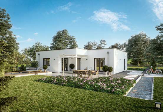 Außenansicht Musterhaus Hof von Schwabenhaus