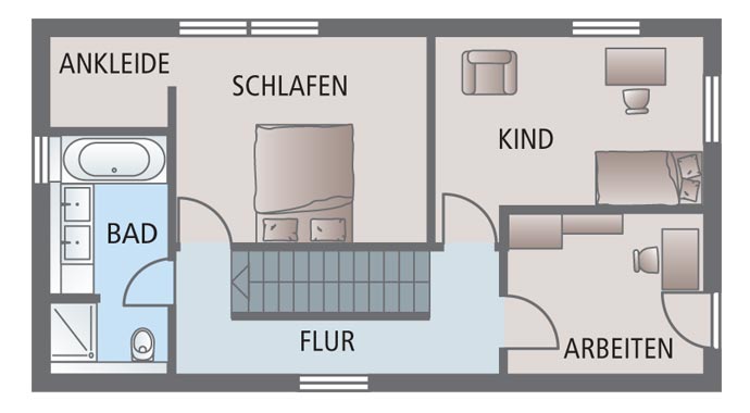 SchwörerHaus WärmeDirektHaus Plan 1126.S Kundenhaus Klotz Grundriss Dachgeschoss