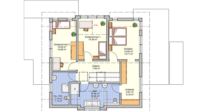 Musterhaus Wuppertal R 140.20 Grundriss Obergeschoss