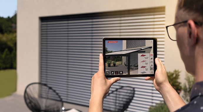 Mit der Designer-App lassen sich Produkte vorab visualisieren. | Foto: Warema Mit der Designer-App lassen sich Produkte vorab visualisieren. | Foto: Warema
