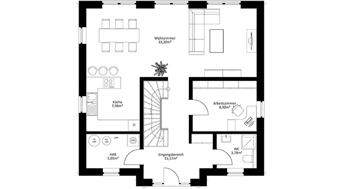 Grundriss Erdgeschoss Stadtvilla Berlin von Häuswärts Consulting