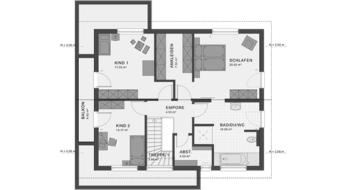 Grundriss Dachgeschoss Kundenhaus HILZENDEGEN von Living Fertighaus