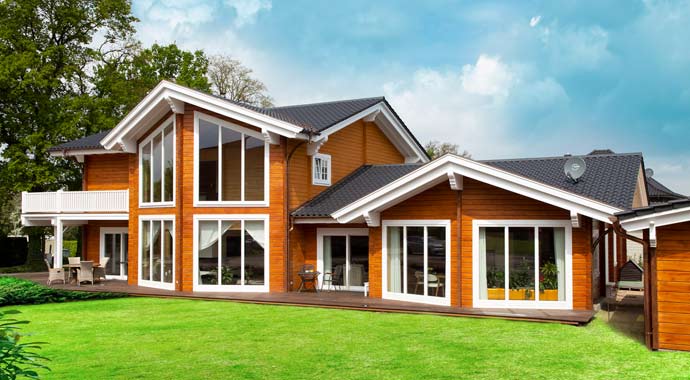 Außenansicht Haus Starke von Nordic-Haus Blockhäuser