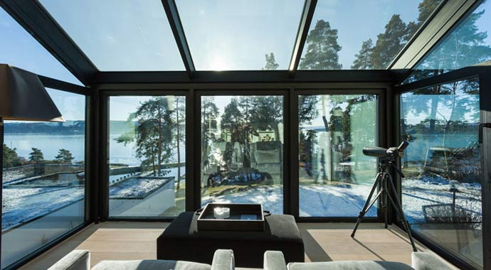 Schaltbares Sonnenschutzglas Sonnenschutzglas „SageGlass“ von Schüco