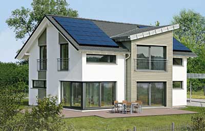 Fertighaus Weiss Musterhaus Erlangen Außenansicht