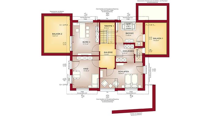 Grundriss Obergeschoss Stadtvilla CONCEPT-M 154 Hannover von Bien-Zenker