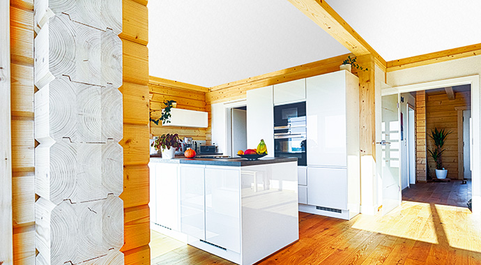 Küche im Blockhaus "Rex" Variante 1 | Bild: LéonWood®