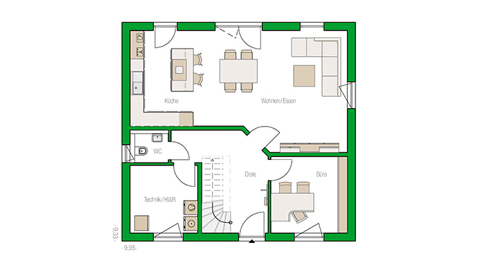 Grundriss Erdgeschoss Haus Mailand von HELMA Eigenheimbau