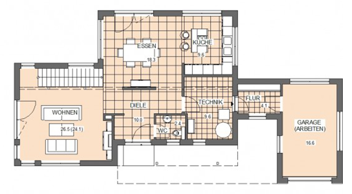 NORDHAUS Fertigbau Musterhaus Frechen Grundriss Erdgeschoss