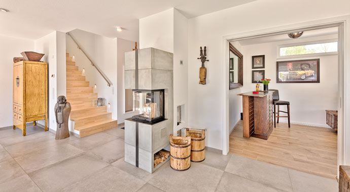 Wohnbereich individuelles Pultdachhaus von Meisterstück-HAUS