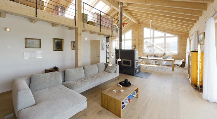 Fullwood Wohnblockhaus Musterhaus Sunnsite Wohnbereich