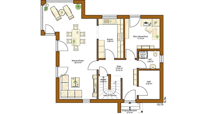 Grundriss Erdgeschoss Clou 145 von RENSCH-HAUS