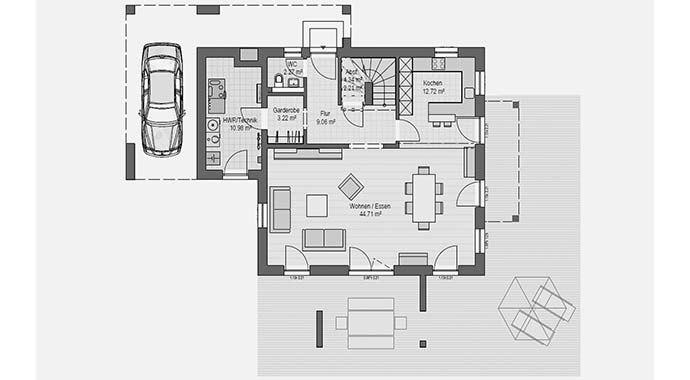 Haas Fertigbau MH Falkenberg 150 Grundriss Erdgeschoss