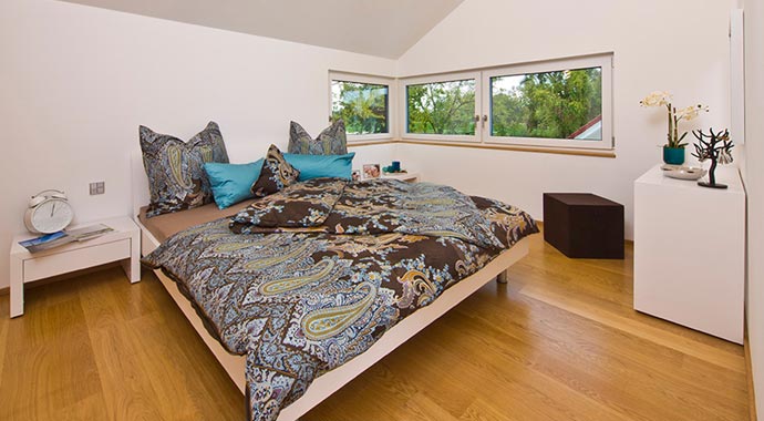 Fertighaus Weiss Musterhaus Plusenergiehaus Future Mannheim Schlafzimmer