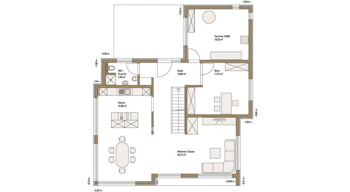 Fertighaus Weiss Musterhaus Plusenergiehaus Ulm Erdgeschoss