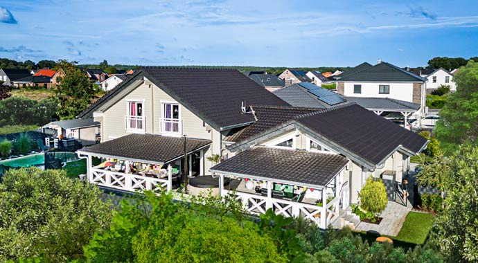 Außenansicht Generationenhaus Janke von Nordic-Haus Blockhäuser