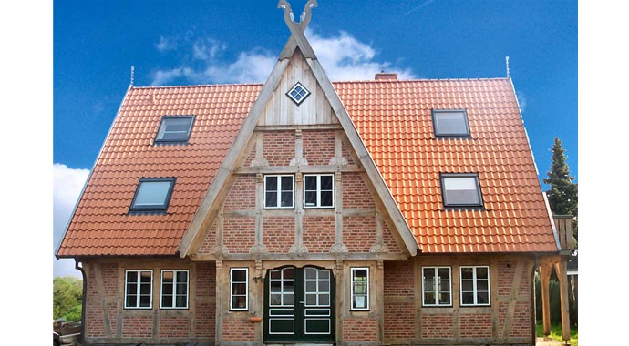 Deutsche Landhaus Klassiker DLK Eichenfachwerkhaus Typ RANDRINGHAUS Außenansicht