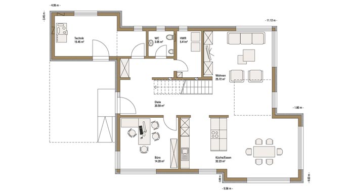 Fertighaus Weiss Musterhaus Plusenergiehaus Future Mannheim Erdgeschoss