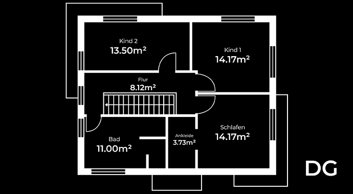 Grundriss Dachgeschoss Haus Degenhardt von BAUMEISTER-HAUS