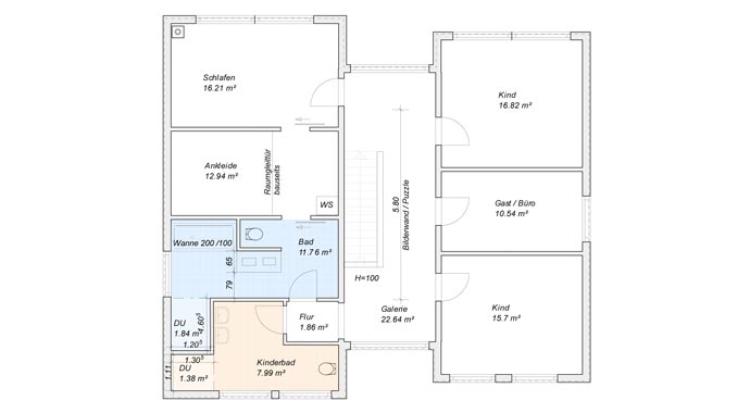 Solid-Haus Kundenhaus Eiden Grundriss Obergeschoss