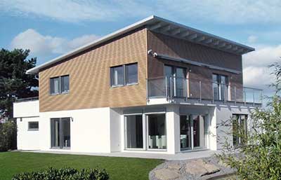 SchwörerHaus Musterhaus Baustil mit Pultdach - E 20-200.1 Außenansicht
