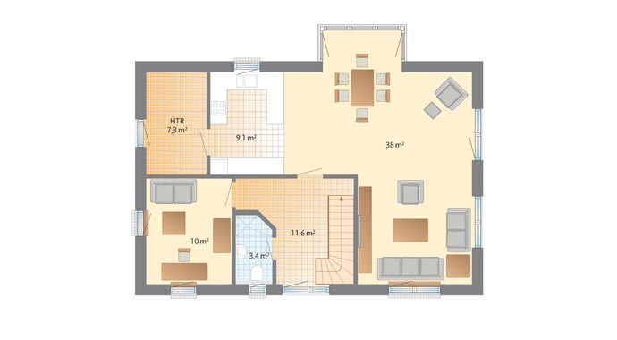 Danhaus Haus Glücksburg Grundriss Erdgeschoss