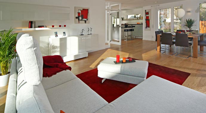 Fertighaus Weiss Musterhaus Vario Classic Schlafzimmer