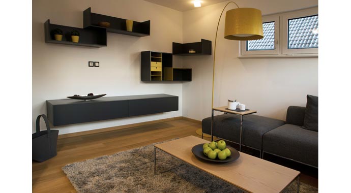 Fertighaus Weiss Musterhaus Plusenergiehaus Ulm Wohnbereich